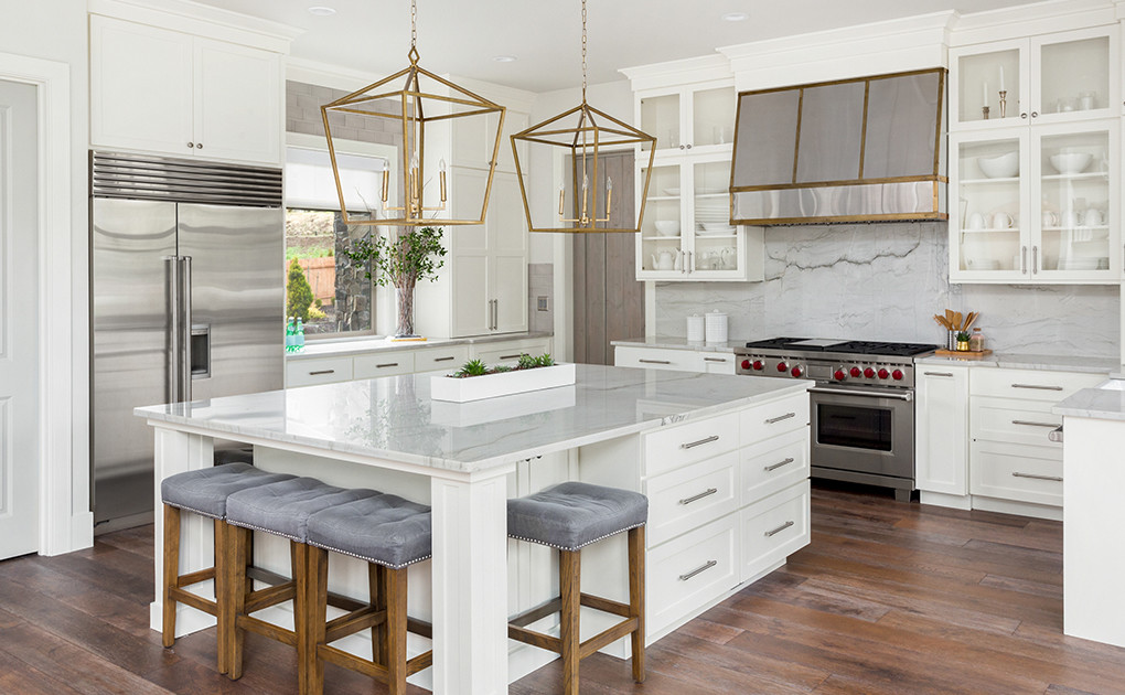Modern Kitchen with Gold accents